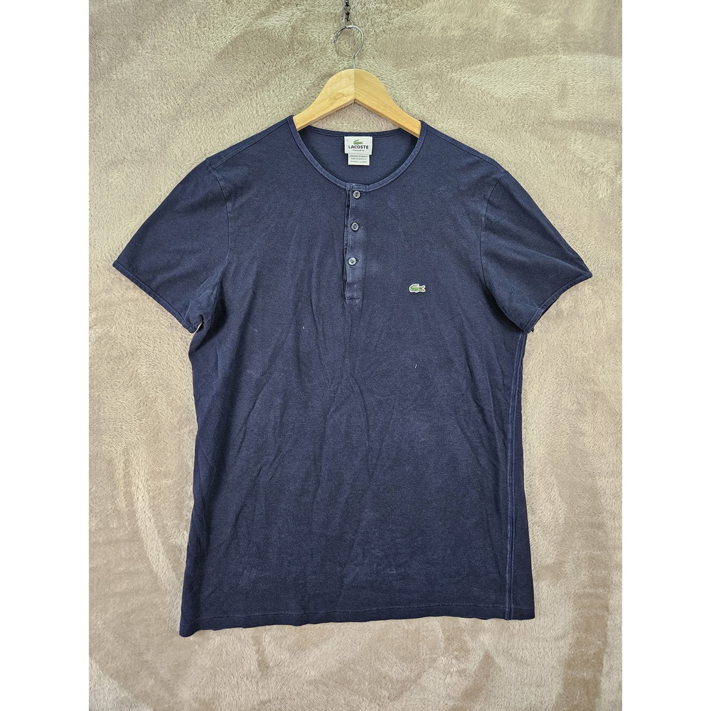 Lacoste Henley T-shirt 100% Cotton Regular Fit Size 5 Crocodile Logo